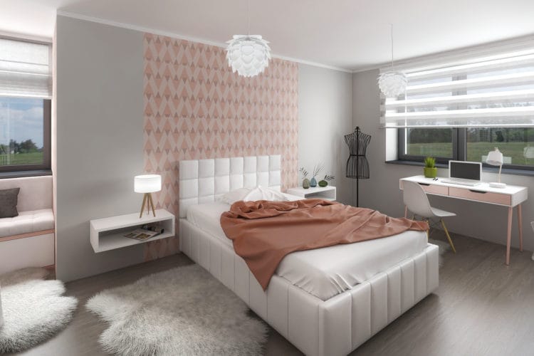 Design ložnice s potiskem