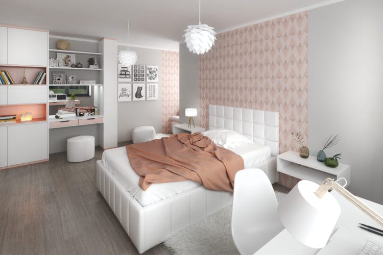 Design ložnice s potiskem