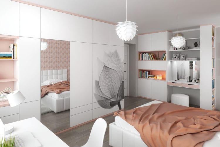 Design ložnice s potiskem