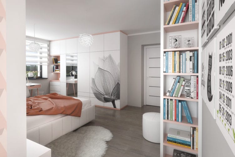 Design ložnice s potiskem