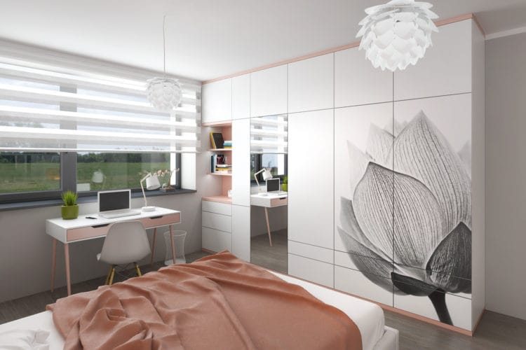 Design ložnice s potiskem