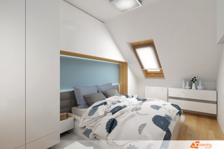 3D design podkrovní ložnice