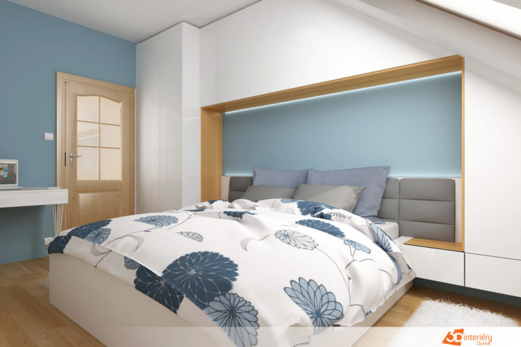 3D design podkrovní ložnice