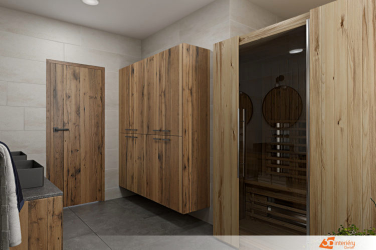 Sauna v interiéru koupelny