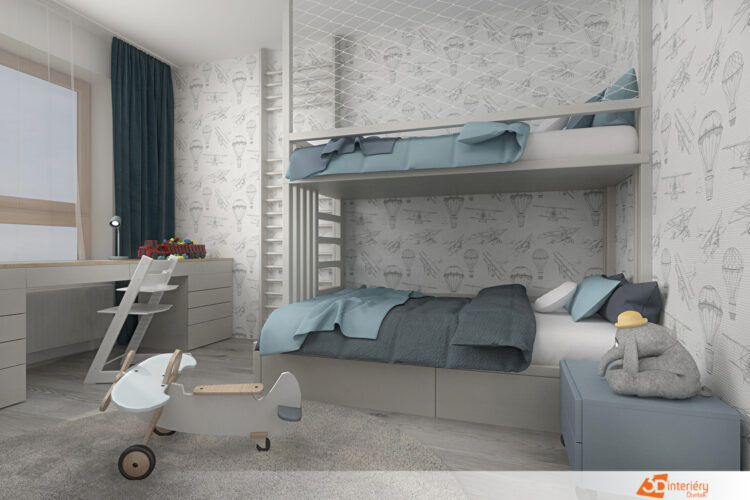 Návrh designu dětského pokoje pro dva kluky