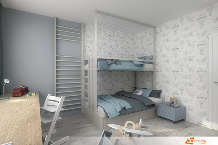 Návrh designu dětského pokoje pro dva kluky