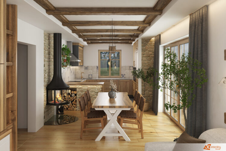 Dřevěné trámy a kámen – dům kousek od Brna