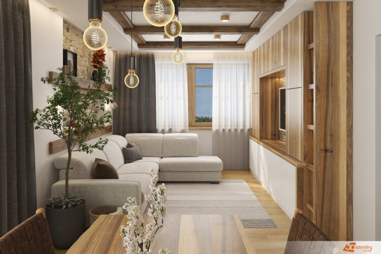 Dřevěné trámy a kámen – dům kousek od Brna