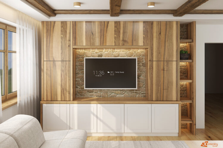 Dřevěné trámy a kámen – dům kousek od Brna