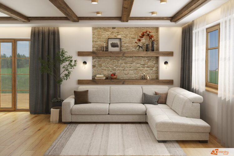 Dřevěné trámy a kámen – dům kousek od Brna