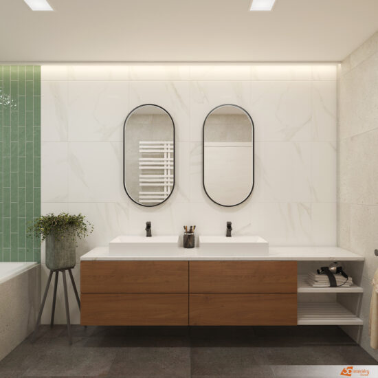 Fialové nebo zelené koupelnové doplňky