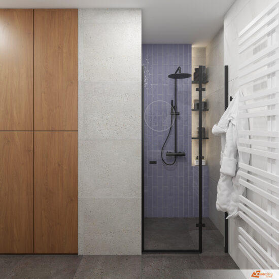 Fialové nebo zelené koupelnové doplňky