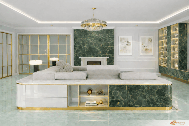 Luxusní prostor s důrazem na eleganci a komfort – obývák